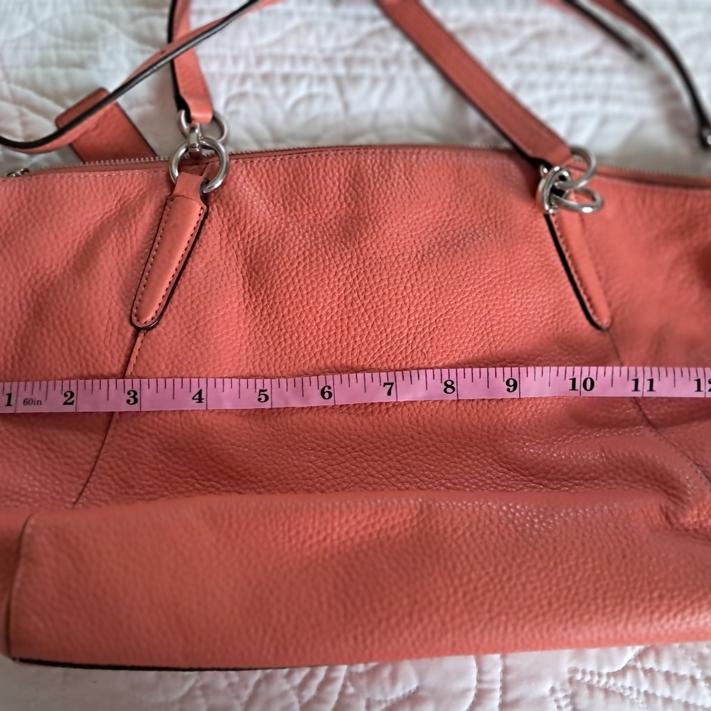 Coach Coral Pebbled Leather Satchel with Silver Hardware EUC Free Shipping - Picture 8 of 8